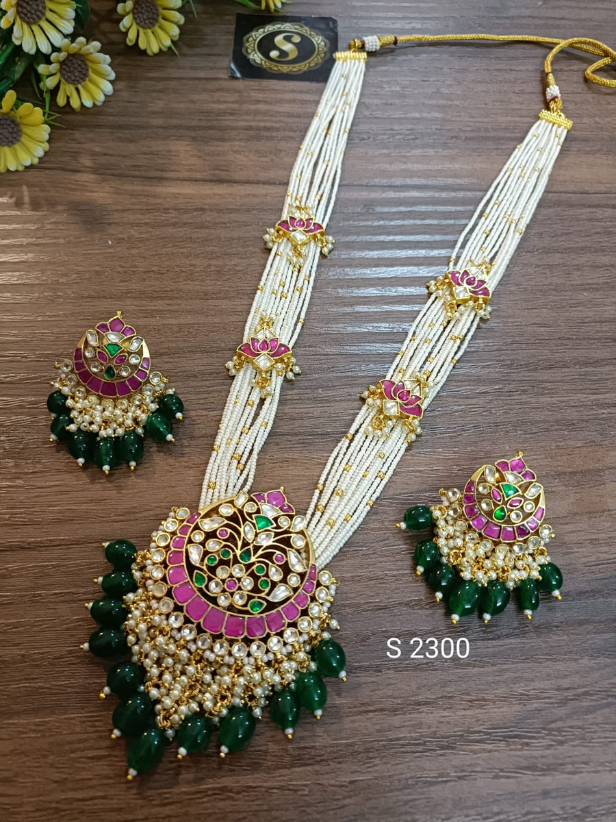 Long Pachi Kundan Necklace set