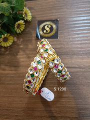 Pachi Kundan openable Bangles