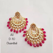 Gold plated kundan chandbalis