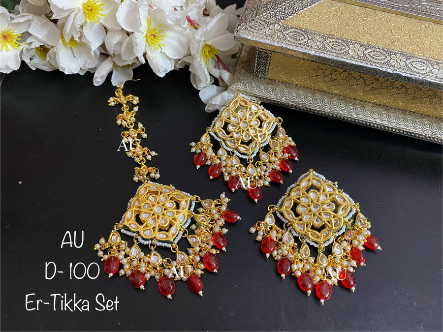 Kundan Earrings and Mathapatti