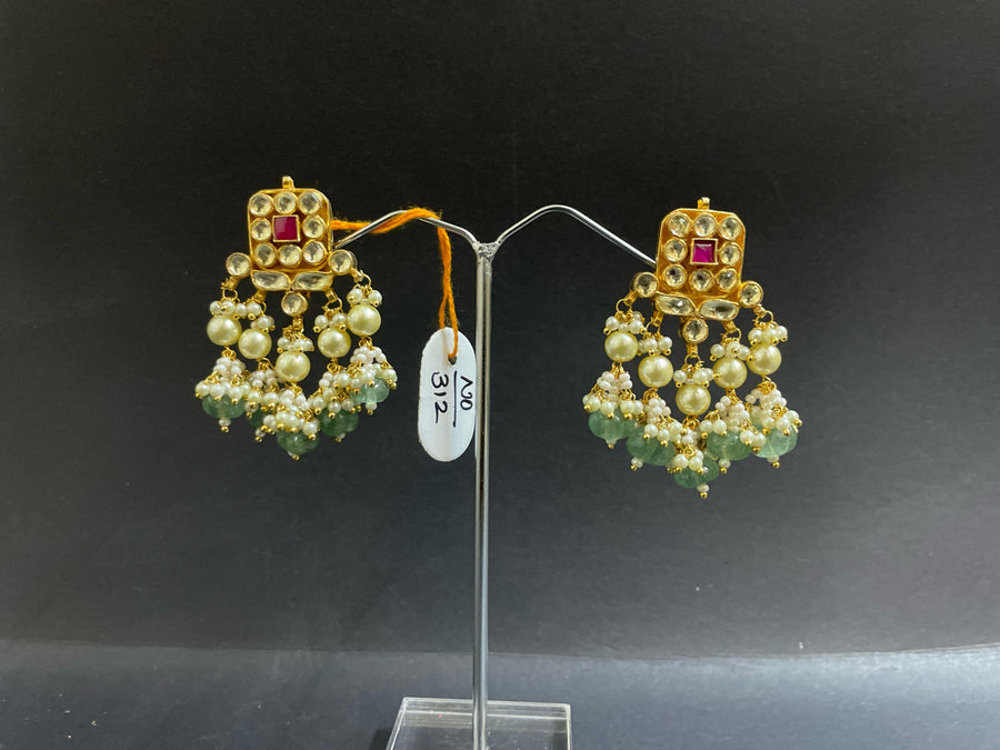 Gold plated pachi kundan Earrings