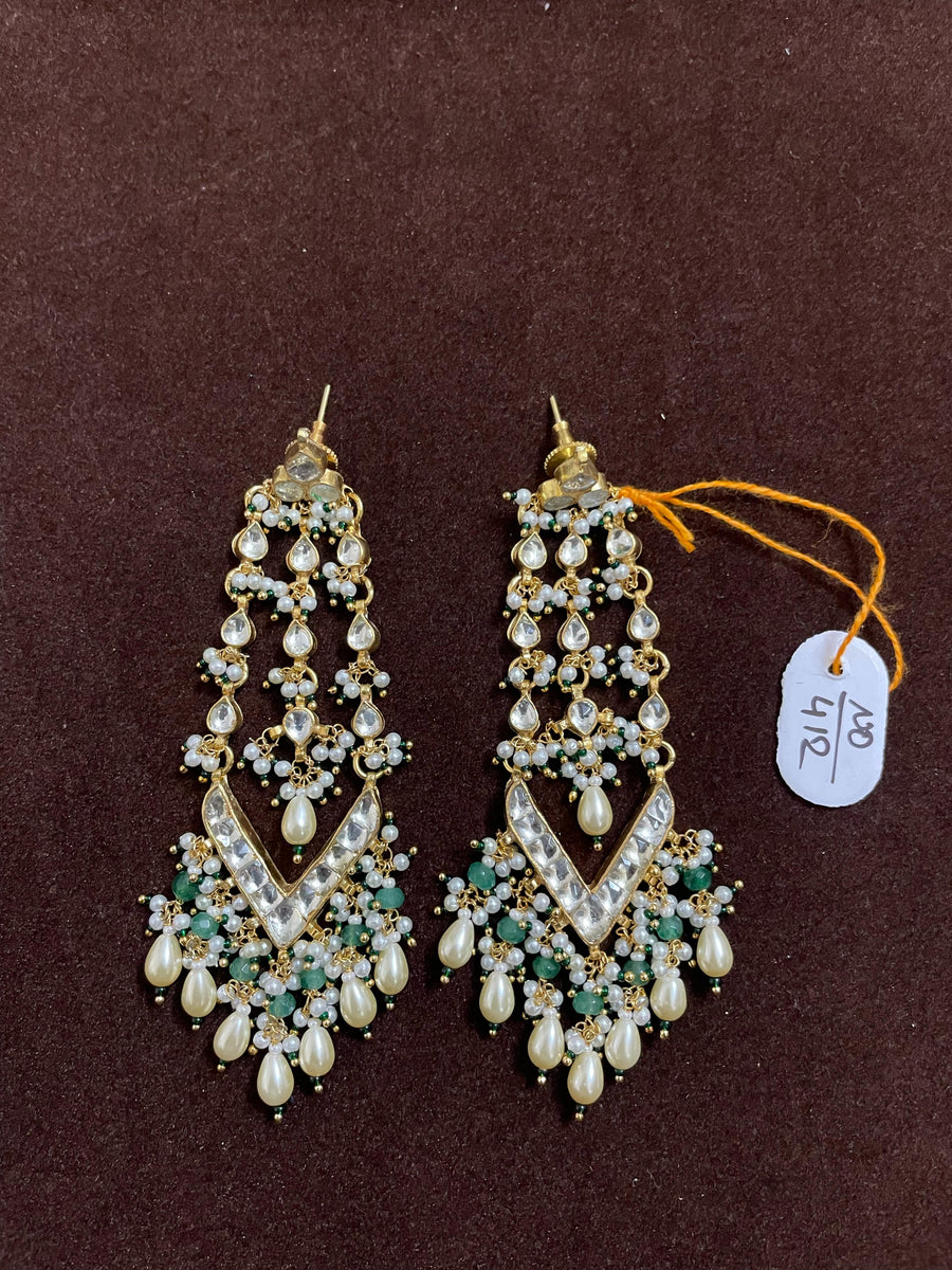 Gold Plated Pachi Kundan Chandbalis