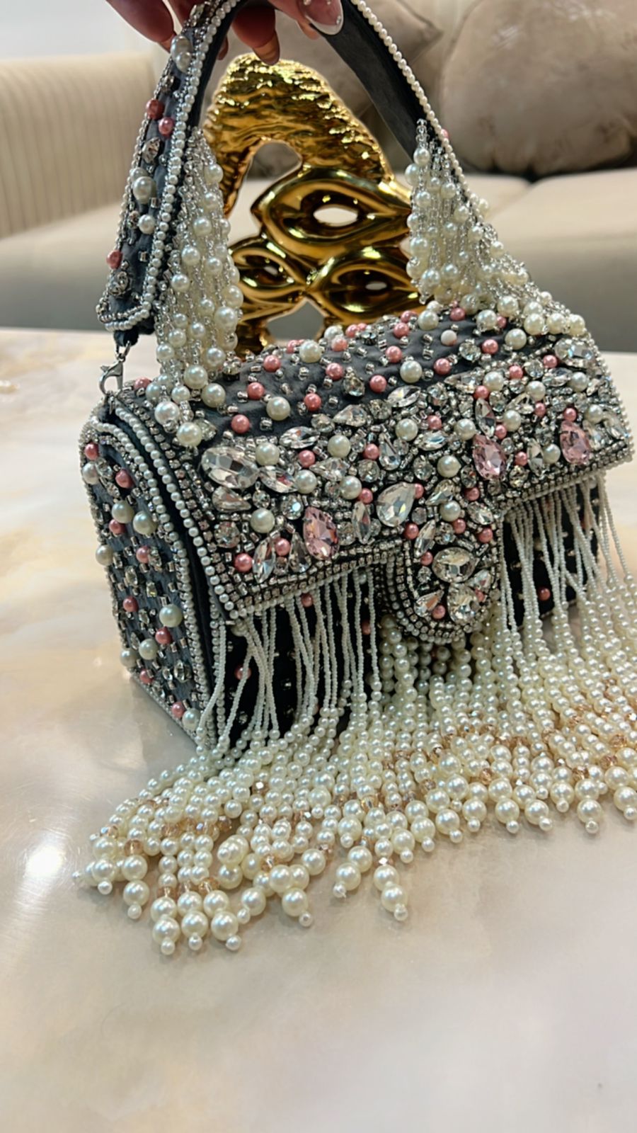 Pearls Embellished Statement Clutches