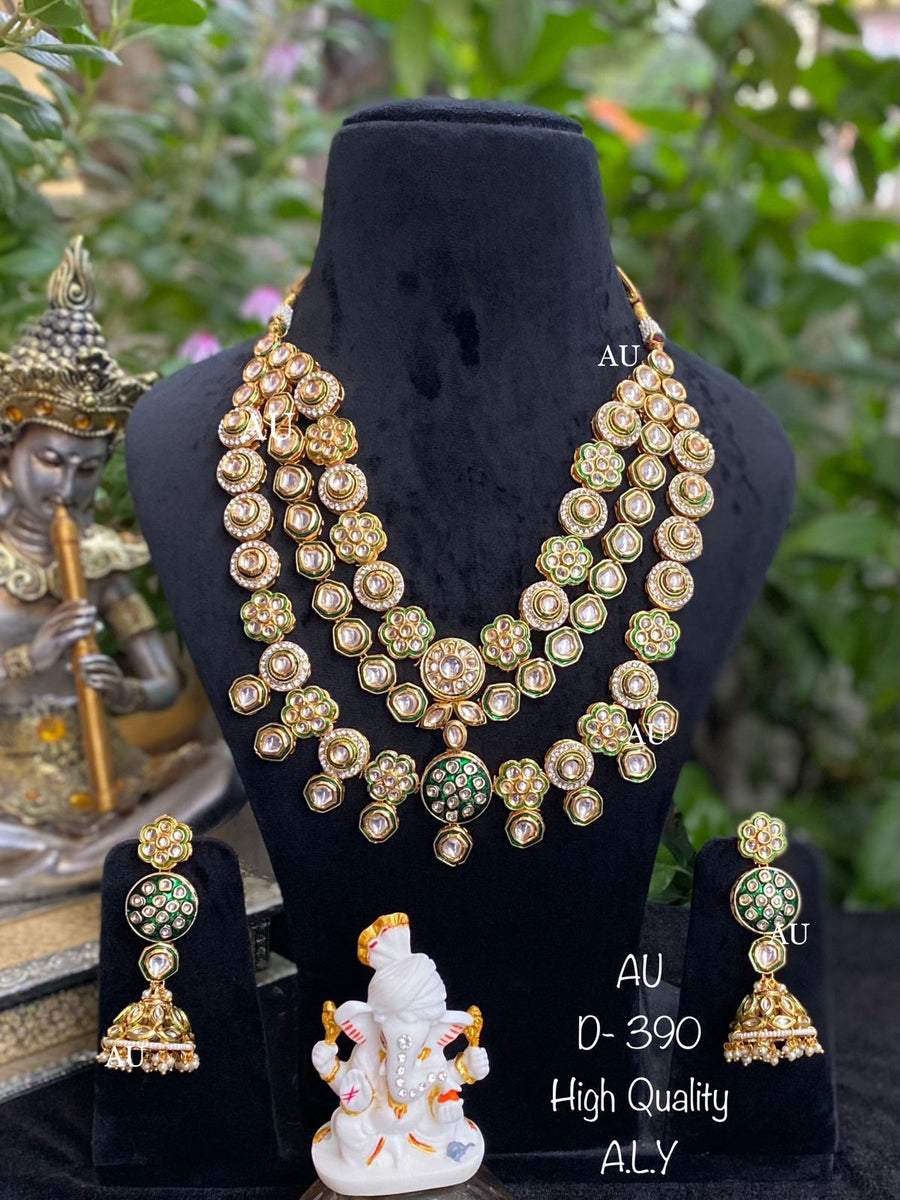 Triple Layered Kundan Necklace Set