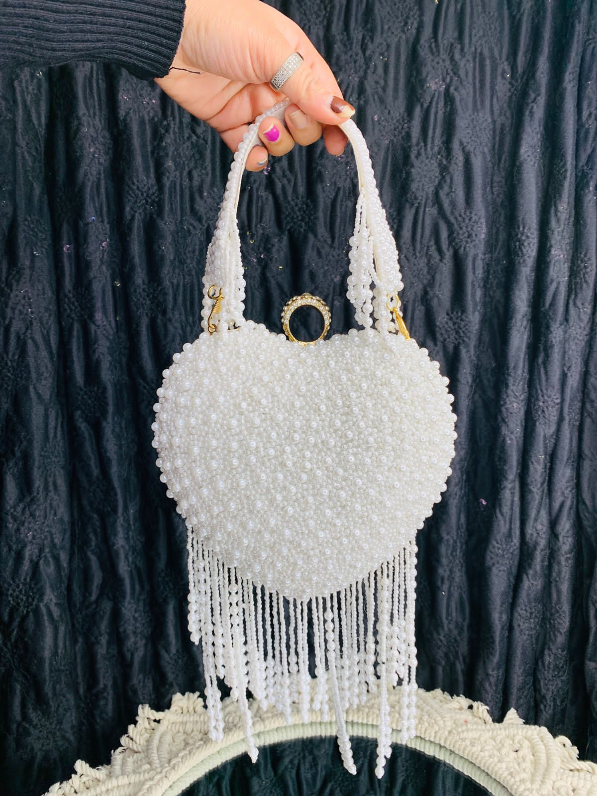 Heart Shaped pearl Clutch