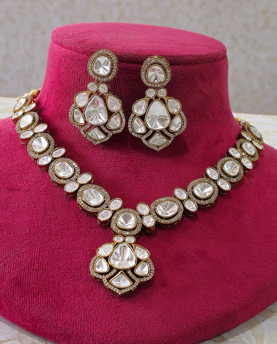 Moissanite kundan Necklace Set