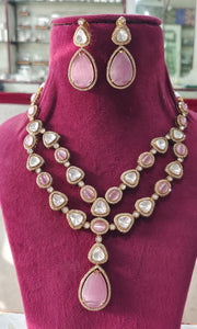 Double Layered Moissanite kundan Necklace Set