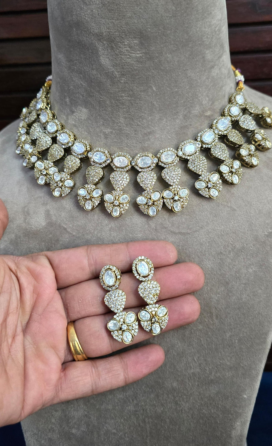 Moissanite kundan Necklace Set