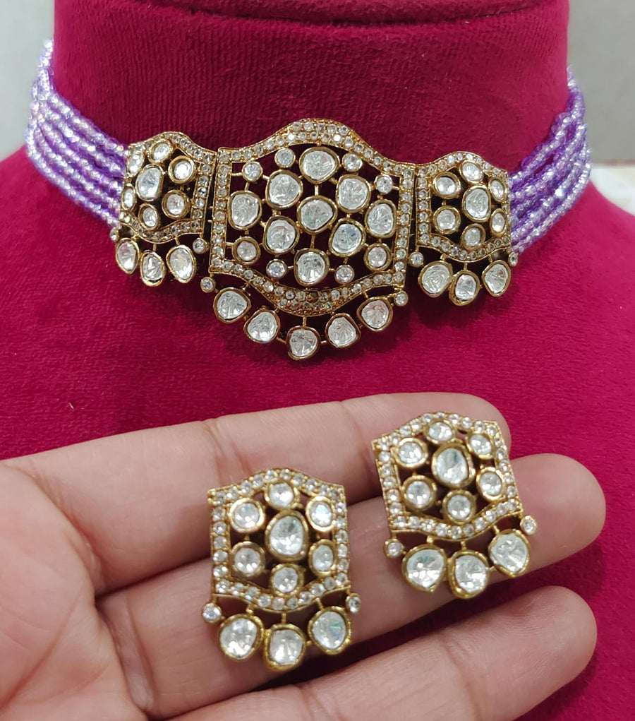 Moissanite kundan Choker Set