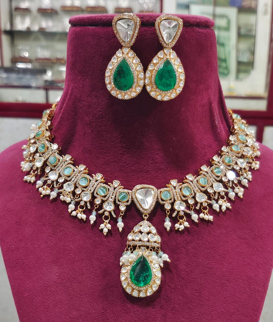 Moissanite Kundan Necklace Set