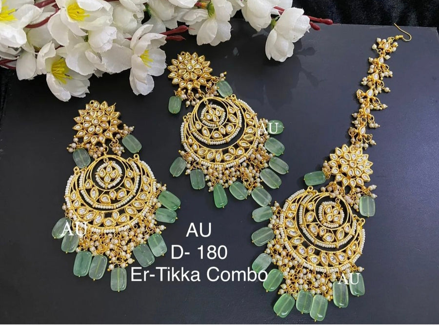 Kundan Earrings with Maangtikka