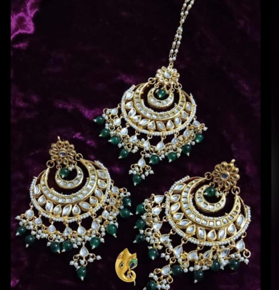 Kundan Earrings and Maangtikka