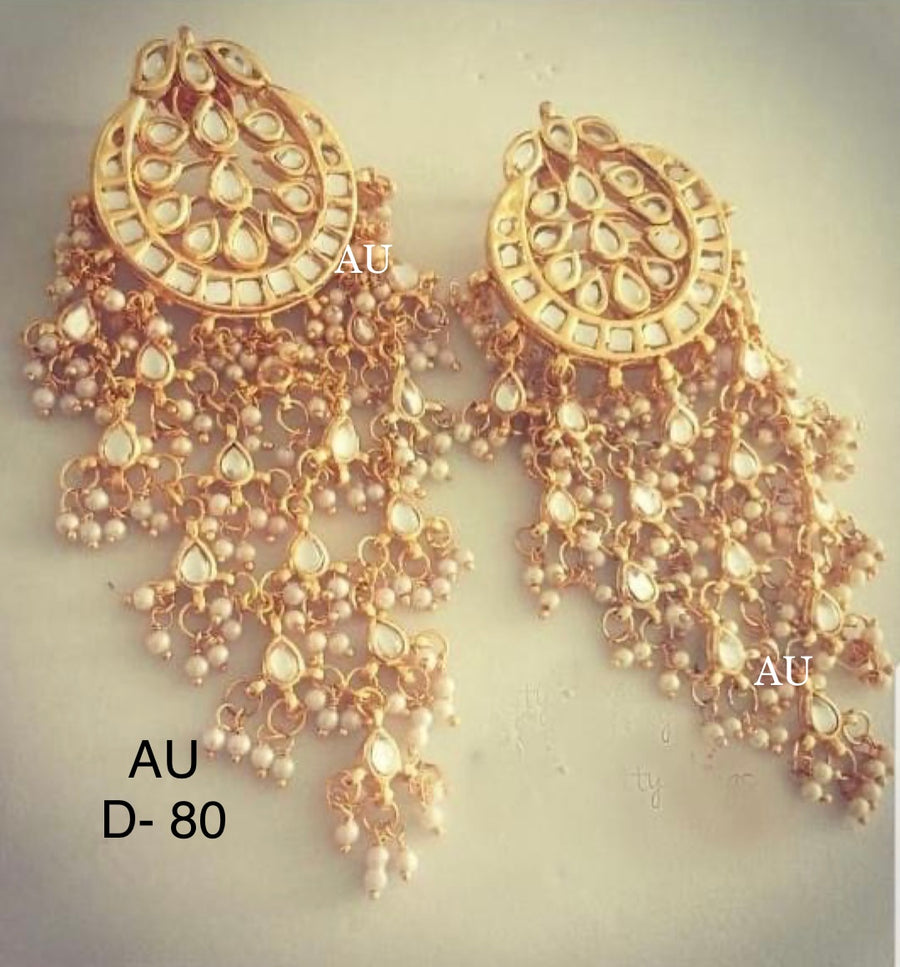 Gold plated kundan chandbalis