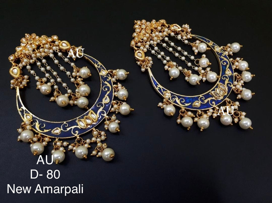 Gold plated kundan chandbalis