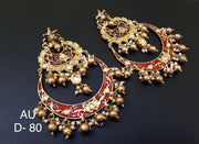 Gold plated kundan chandbalis