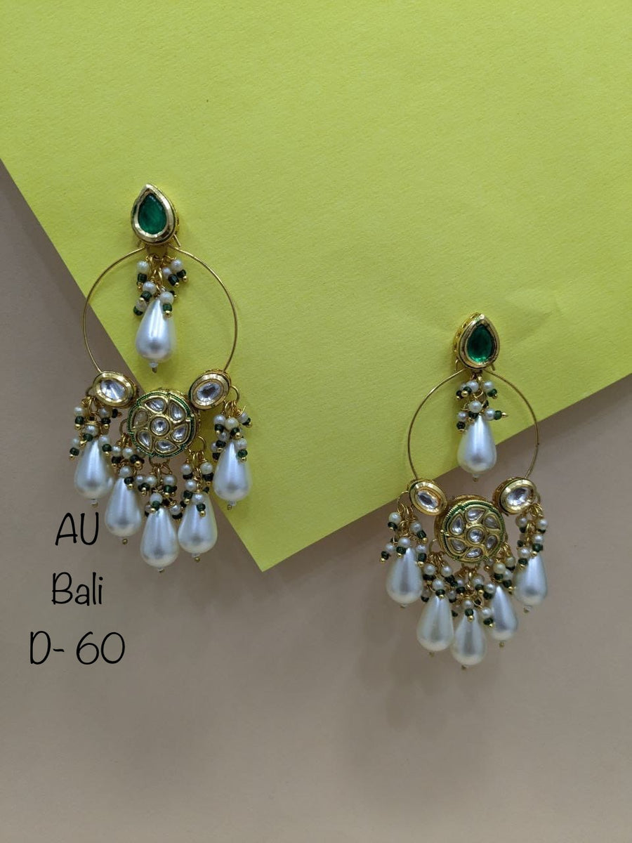 Gold plated kundan chandbalis