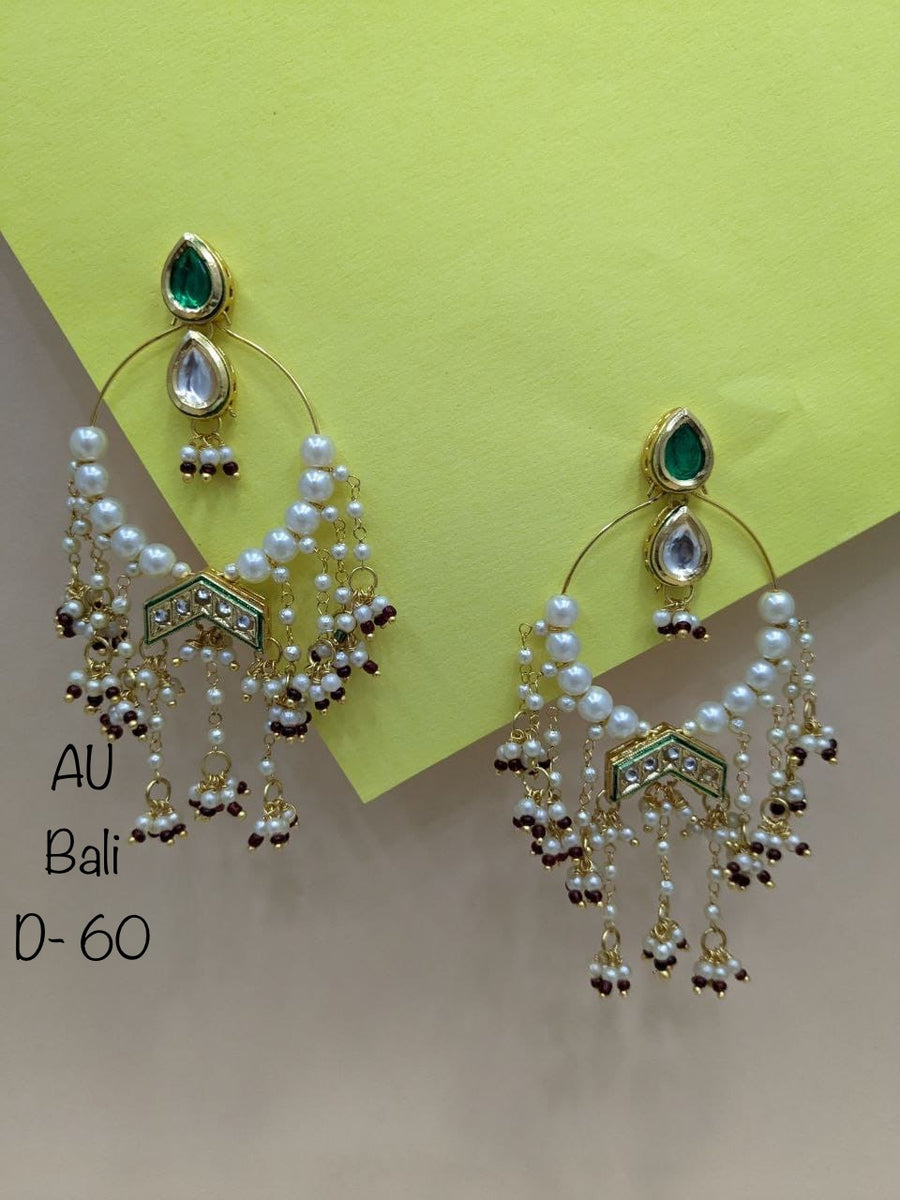 Gold plated kundan chandbalis