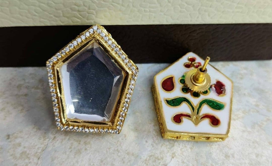 Kundan Big Stud Earrings