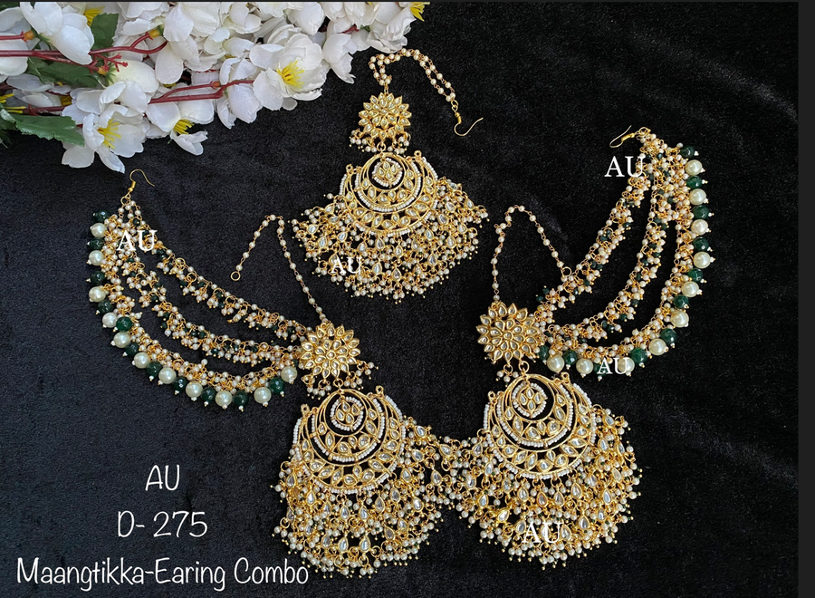 Kundan Earrings and Maangtikka