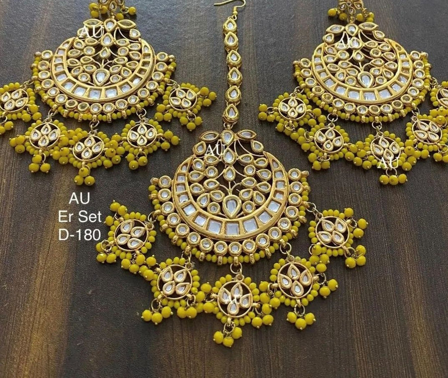 Kundan Earrings and Maangtikka